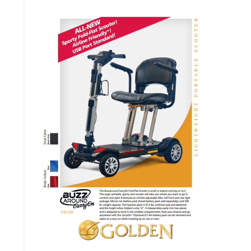 Travel Mobility Scooter BuzzAround Carry On 4 Wheel 15AH Lithium Walking Stick Mobility